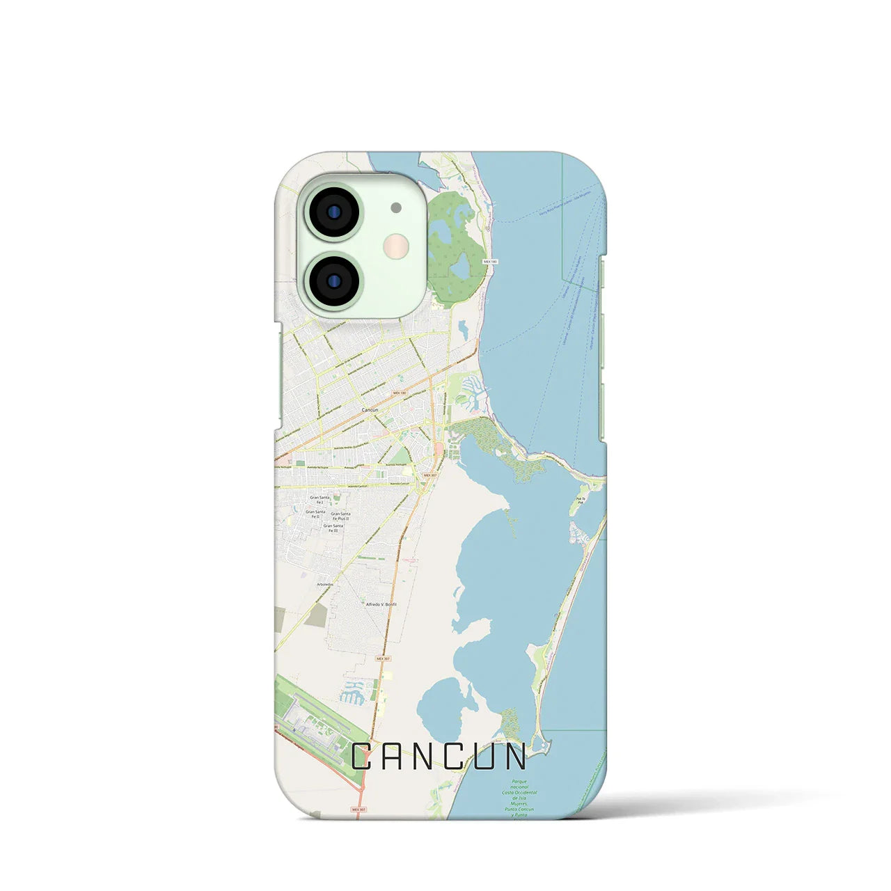 【カンクン(メキシコ)】地図柄iPhoneケース(バックカバータイプ)