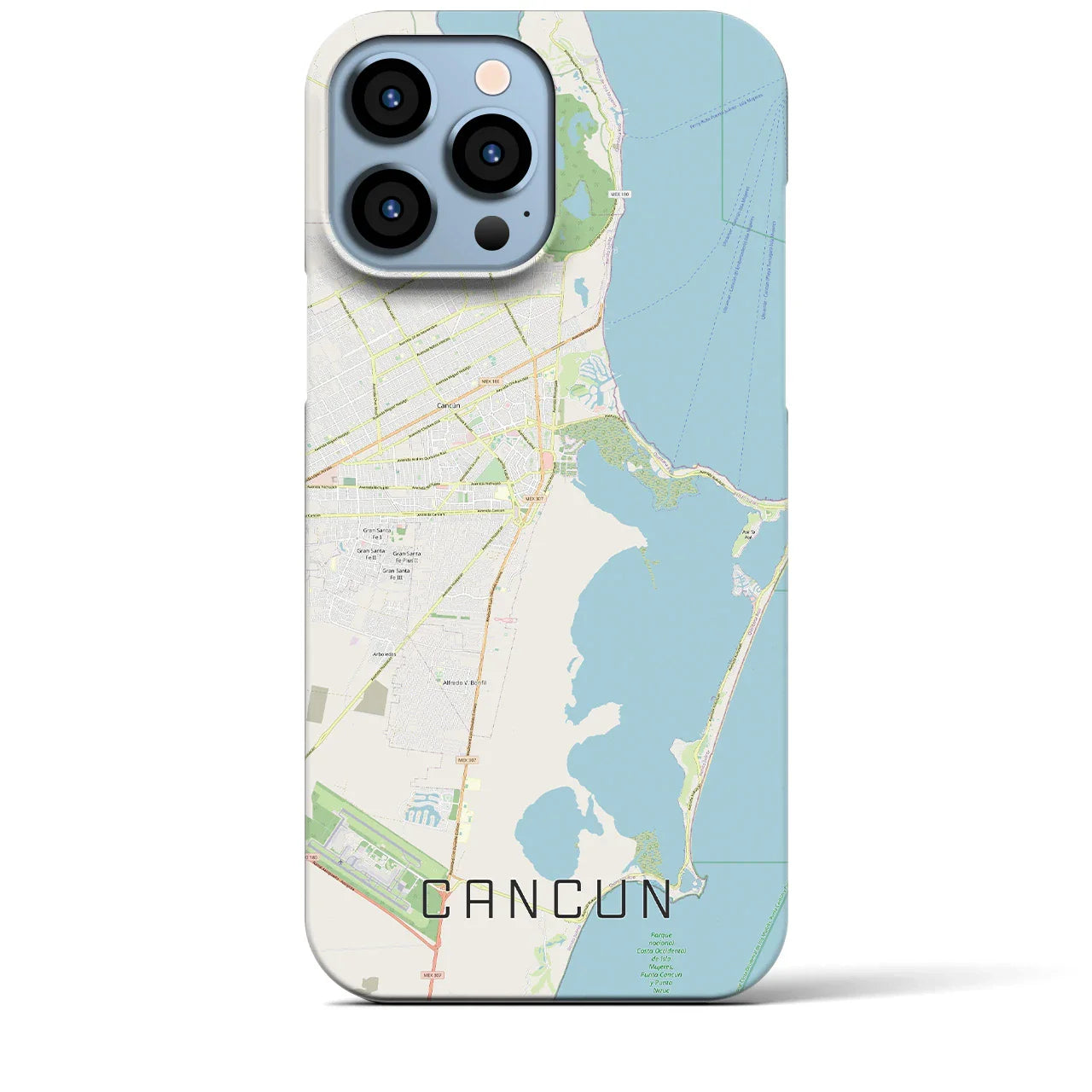 【カンクン(メキシコ)】地図柄iPhoneケース(バックカバータイプ)
