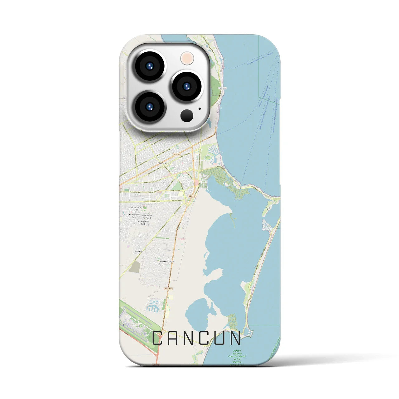 【カンクン(メキシコ)】地図柄iPhoneケース(バックカバータイプ)