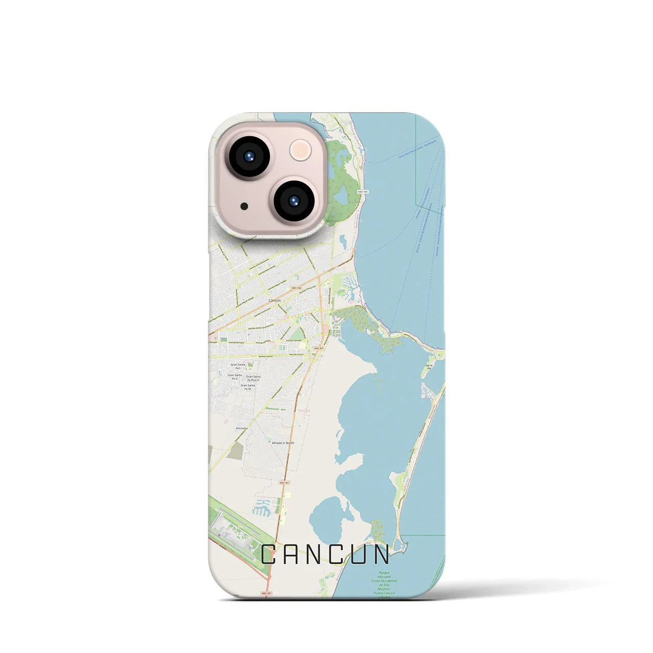 【カンクン(メキシコ)】地図柄iPhoneケース(バックカバータイプ)