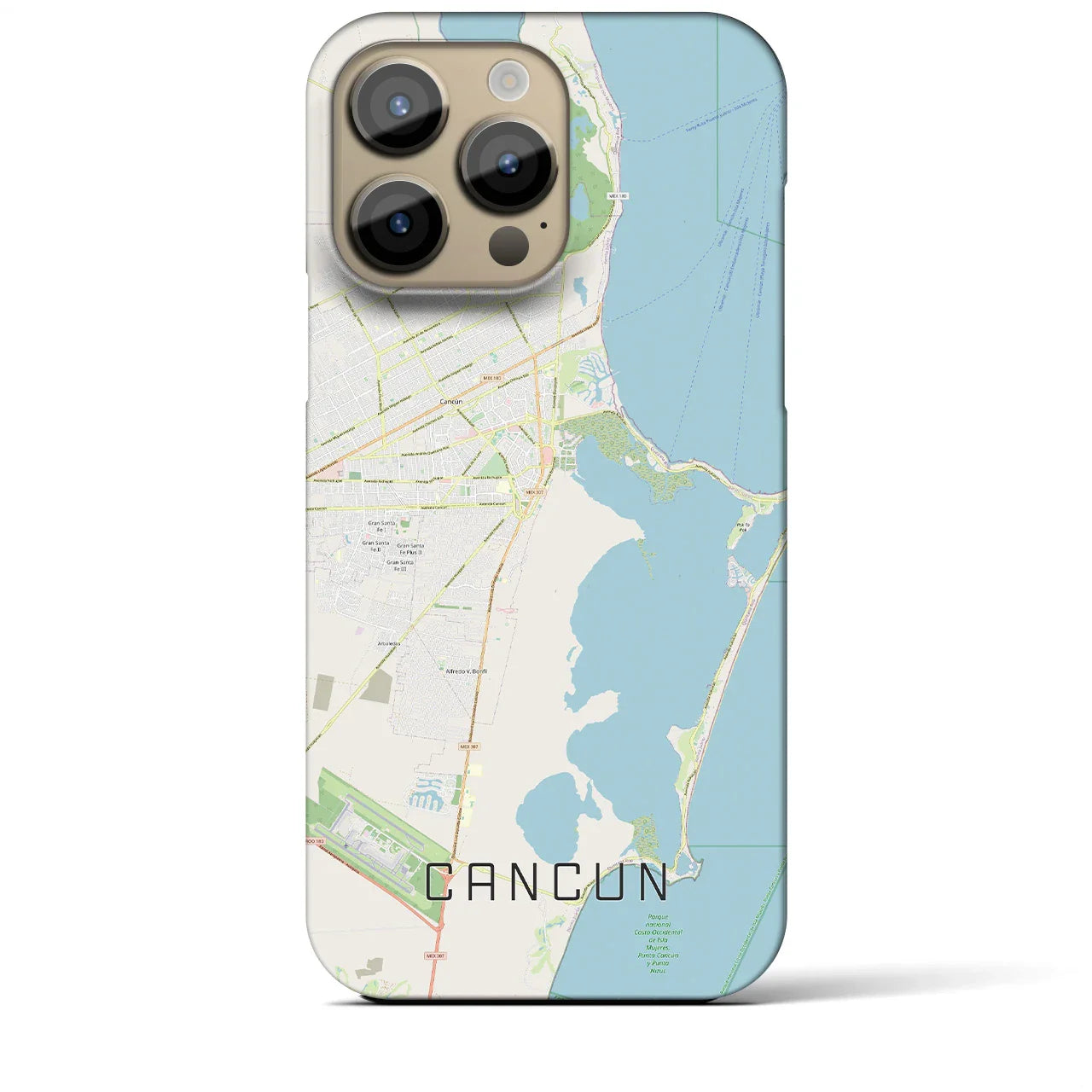 【カンクン(メキシコ)】地図柄iPhoneケース(バックカバータイプ)