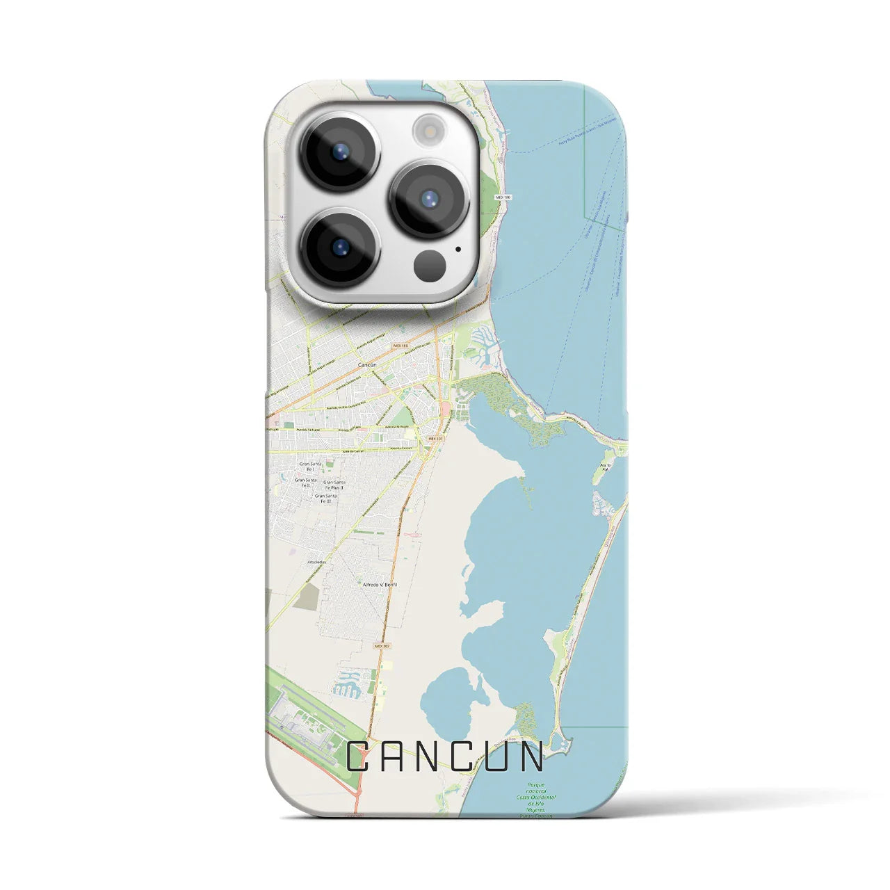 【カンクン(メキシコ)】地図柄iPhoneケース(バックカバータイプ)