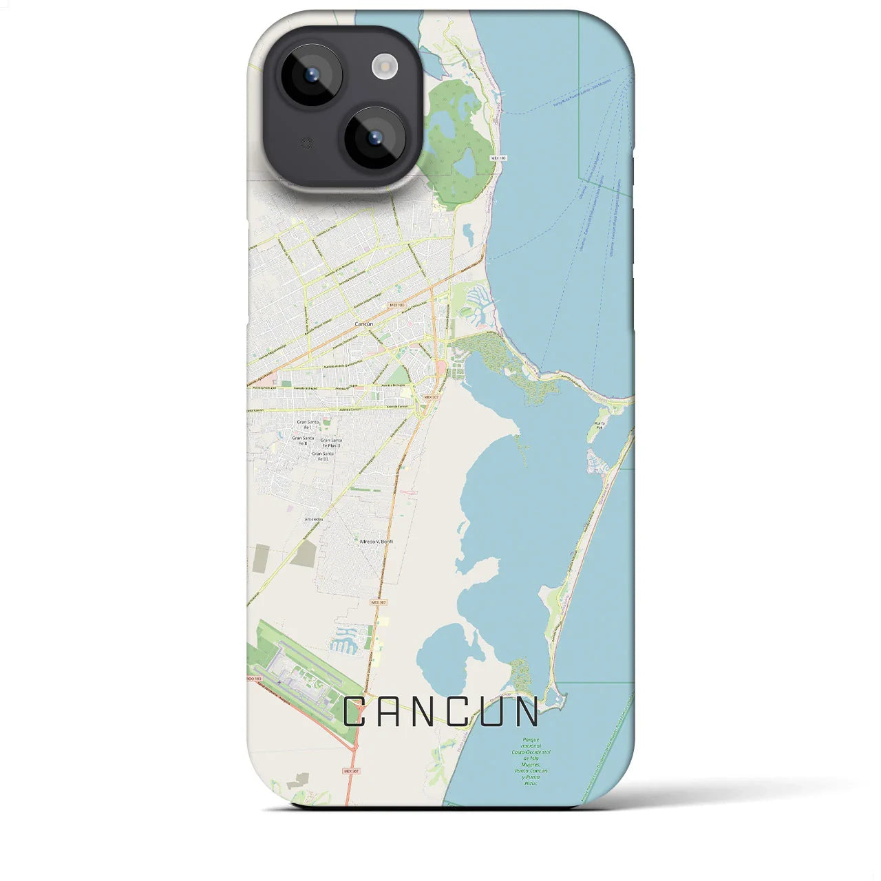 【カンクン(メキシコ)】地図柄iPhoneケース(バックカバータイプ)