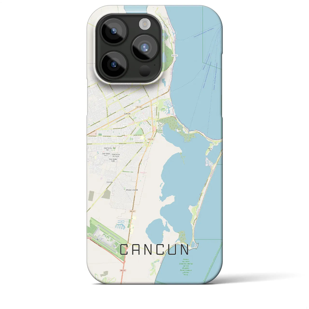 【カンクン(メキシコ)】地図柄iPhoneケース(バックカバータイプ)