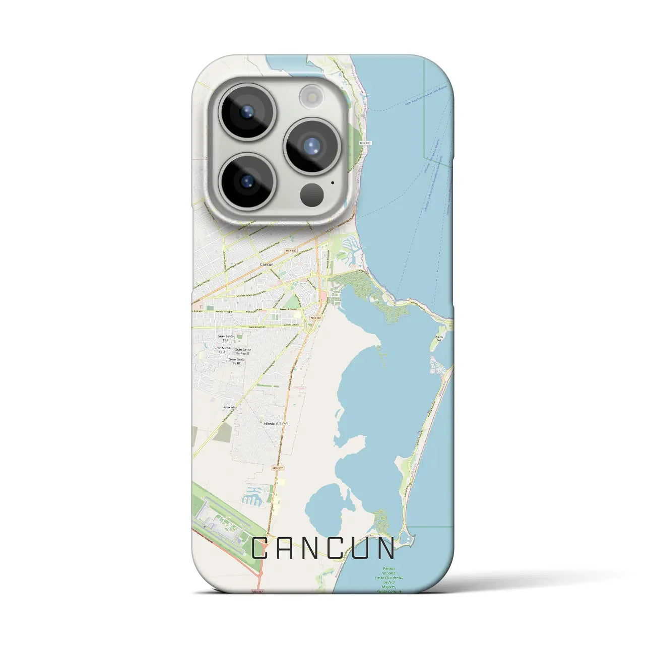 【カンクン(メキシコ)】地図柄iPhoneケース(バックカバータイプ)