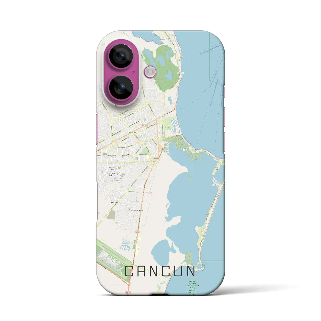 【カンクン(メキシコ)】地図柄iPhoneケース(バックカバータイプ)