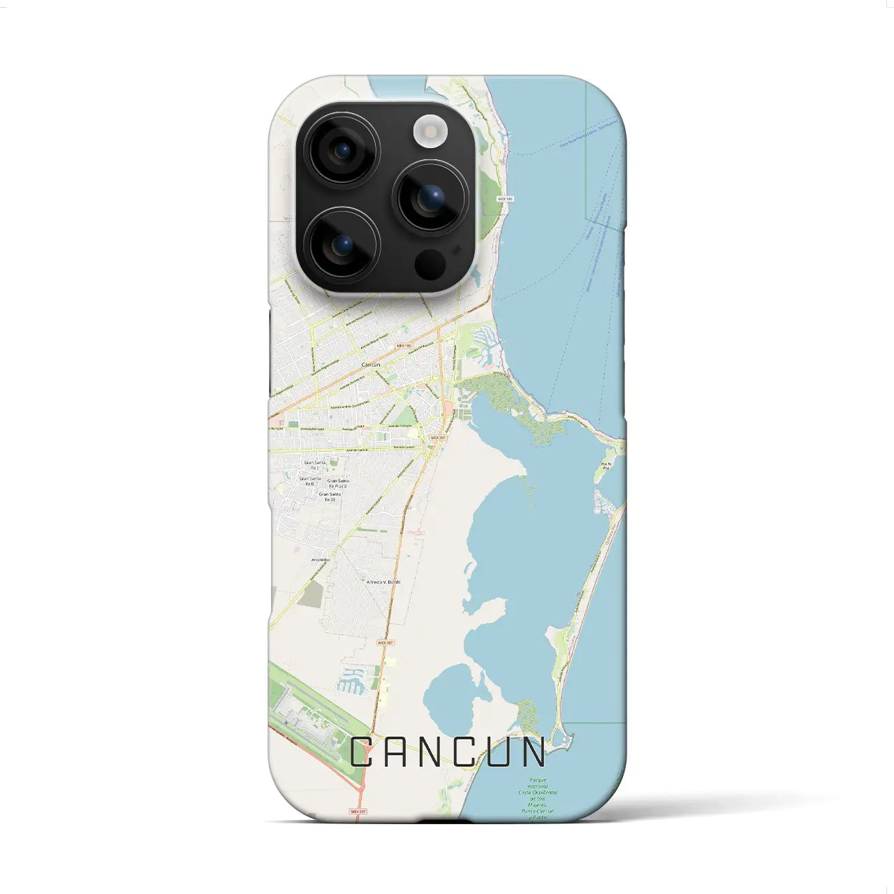 【カンクン(メキシコ)】地図柄iPhoneケース(バックカバータイプ)
