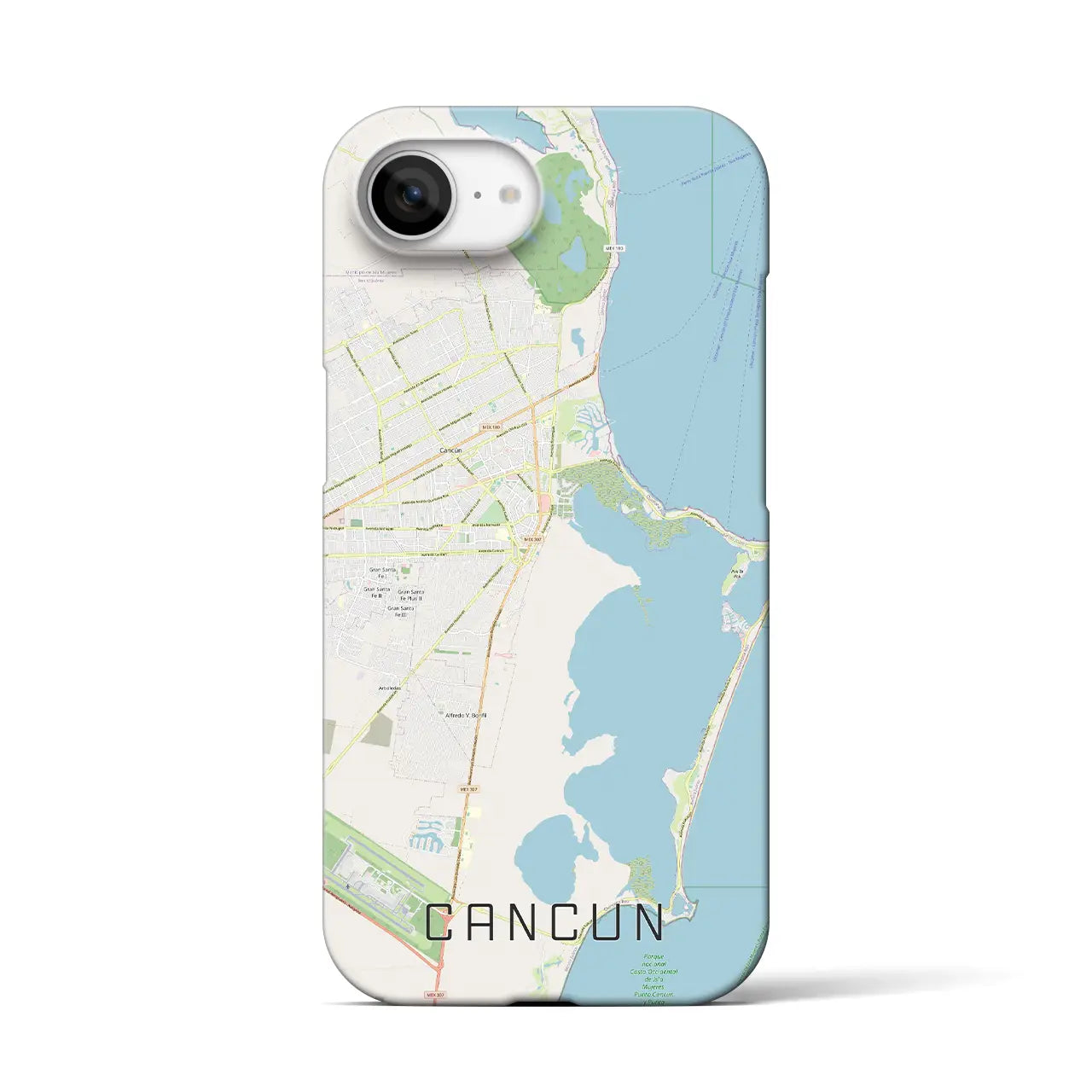 【カンクン(メキシコ)】地図柄iPhoneケース(バックカバータイプ)