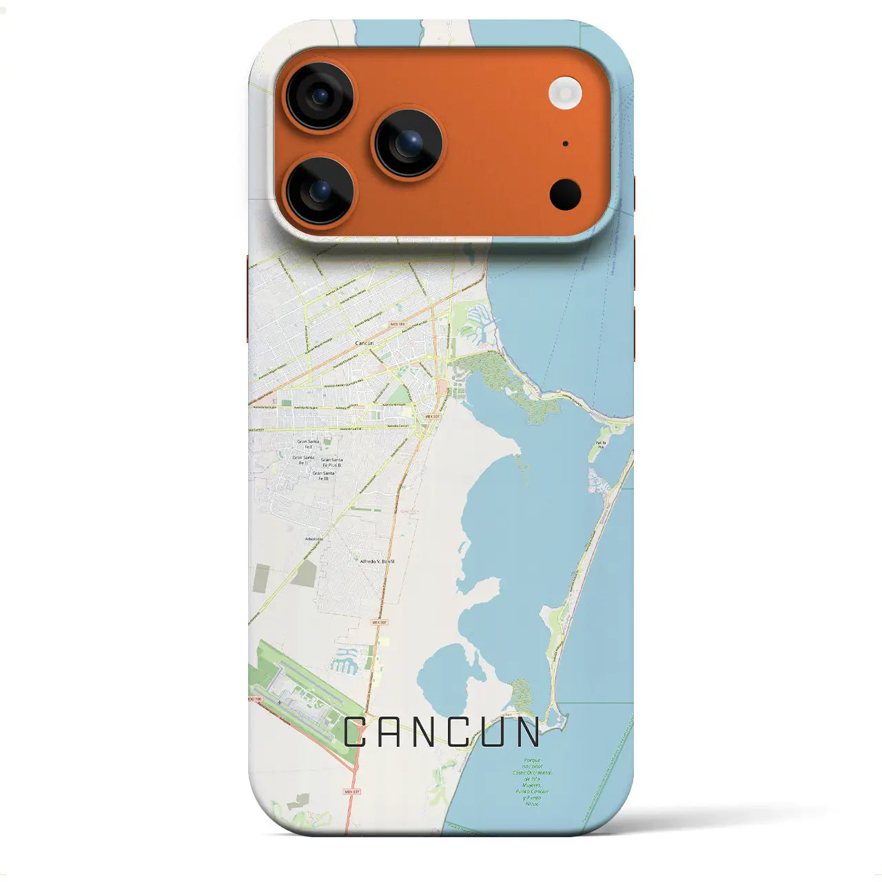 【カンクン(メキシコ)】地図柄iPhoneケース(バックカバータイプ)