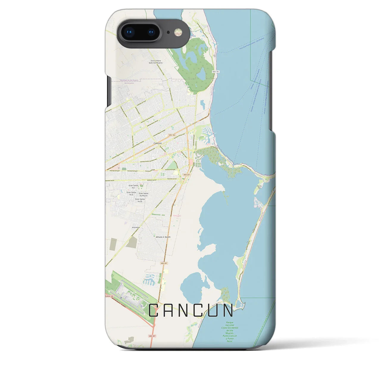 【カンクン(メキシコ)】地図柄iPhoneケース(バックカバータイプ)