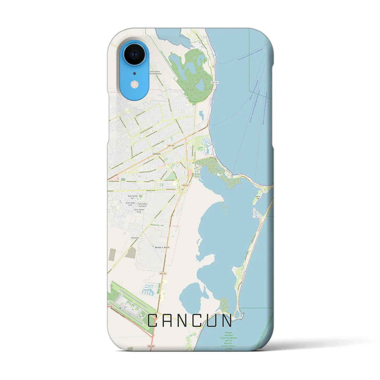 【カンクン(メキシコ)】地図柄iPhoneケース(バックカバータイプ)