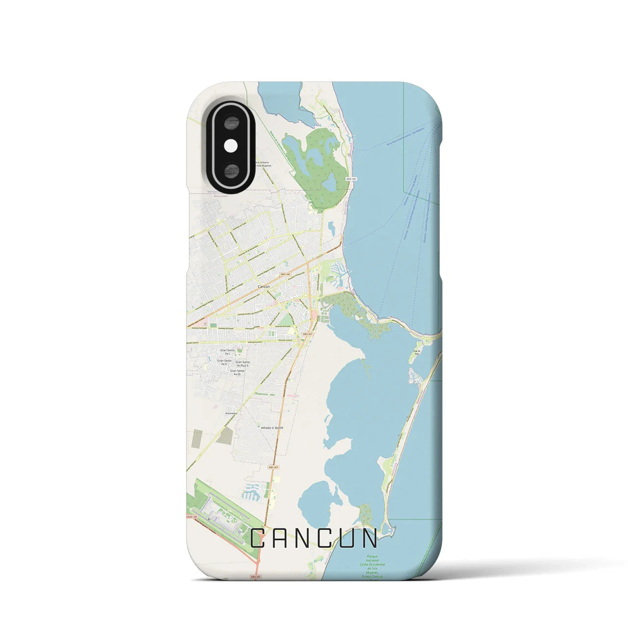 【カンクン(メキシコ)】地図柄iPhoneケース(バックカバータイプ)