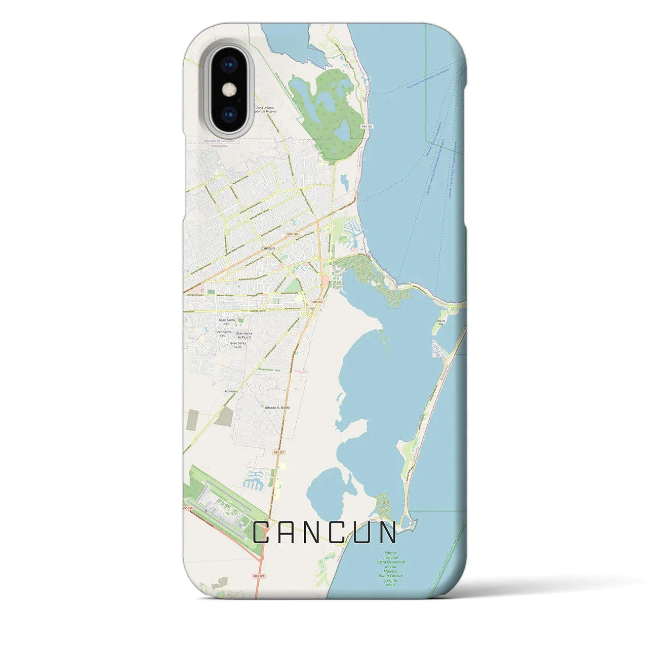 【カンクン(メキシコ)】地図柄iPhoneケース(バックカバータイプ)