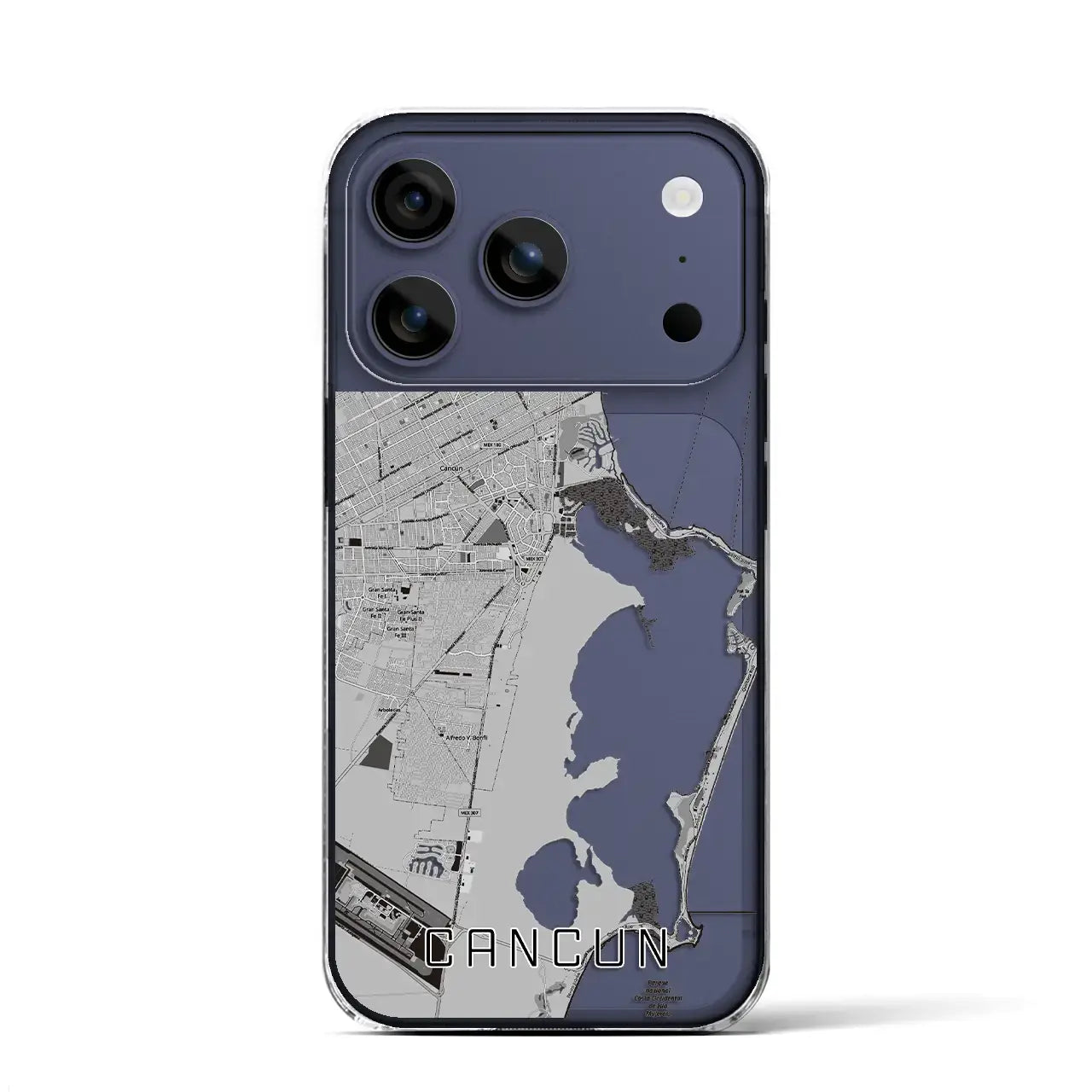 【カンクン(メキシコ)】地図柄iPhoneケース(クリアタイプ)