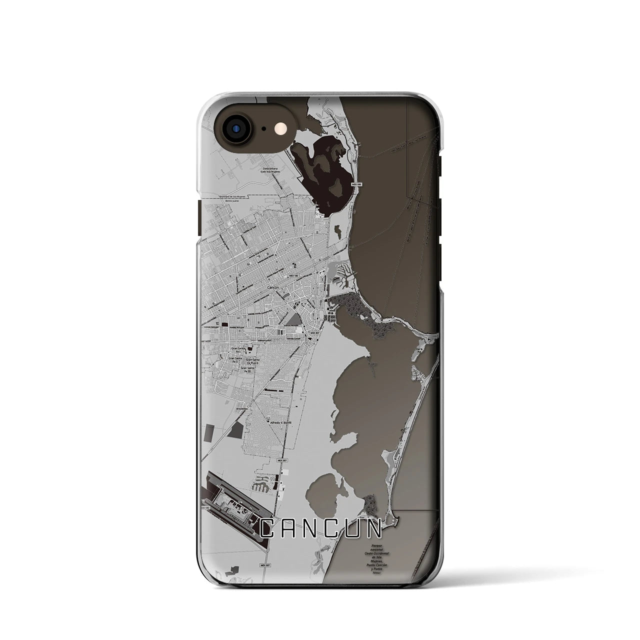【カンクン(メキシコ)】地図柄iPhoneケース(クリアタイプ)