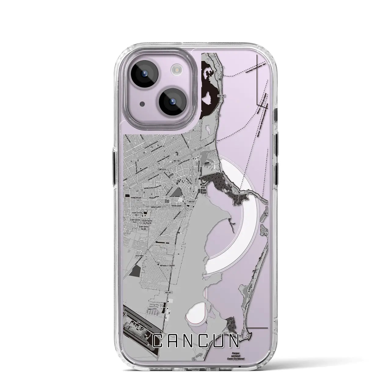 【カンクン(メキシコ)】地図柄iPhoneケース(MagSafeタイプ)