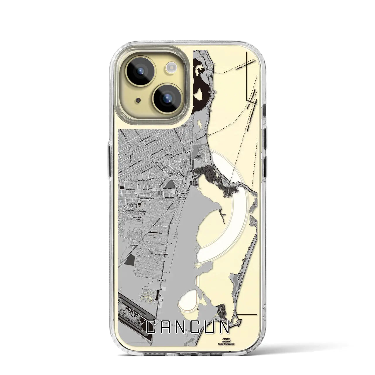 【カンクン(メキシコ)】地図柄iPhoneケース(MagSafeタイプ)