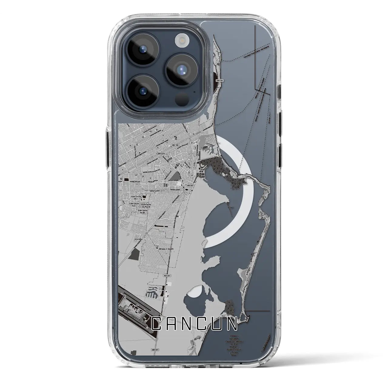 【カンクン(メキシコ)】地図柄iPhoneケース(MagSafeタイプ)