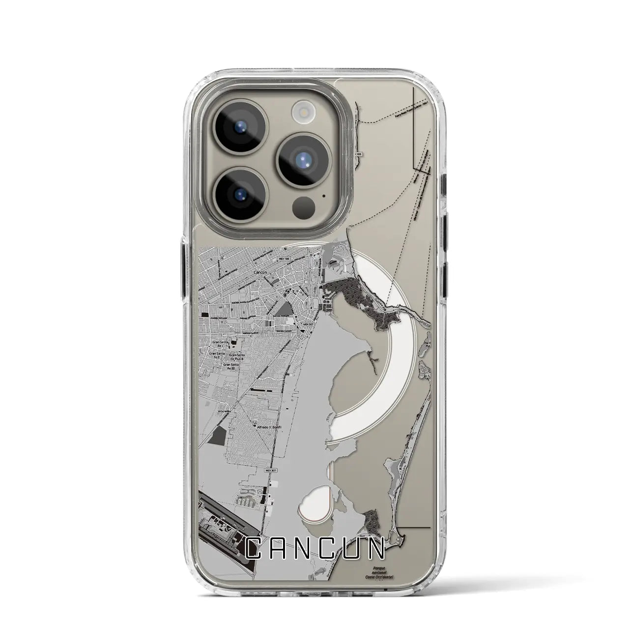【カンクン(メキシコ)】地図柄iPhoneケース(MagSafeタイプ)