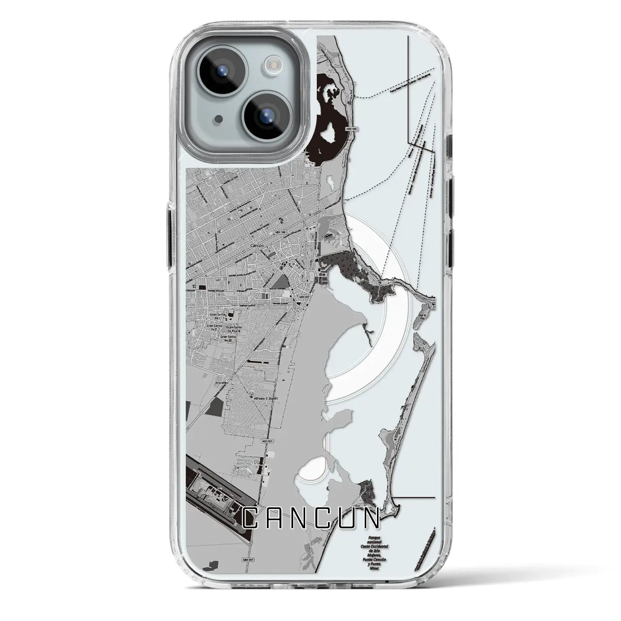 【カンクン(メキシコ)】地図柄iPhoneケース(MagSafeタイプ)