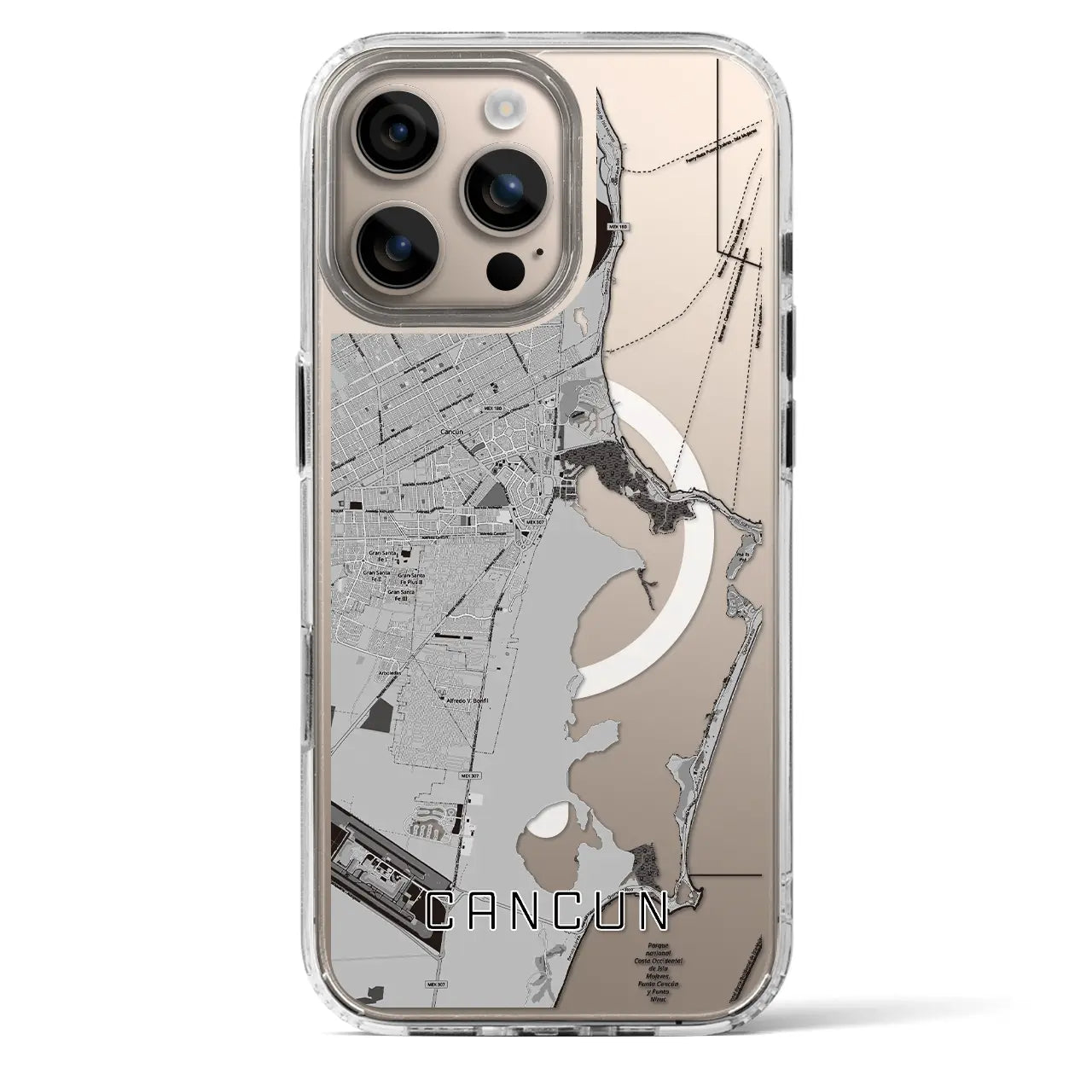 【カンクン(メキシコ)】地図柄iPhoneケース(MagSafeタイプ)