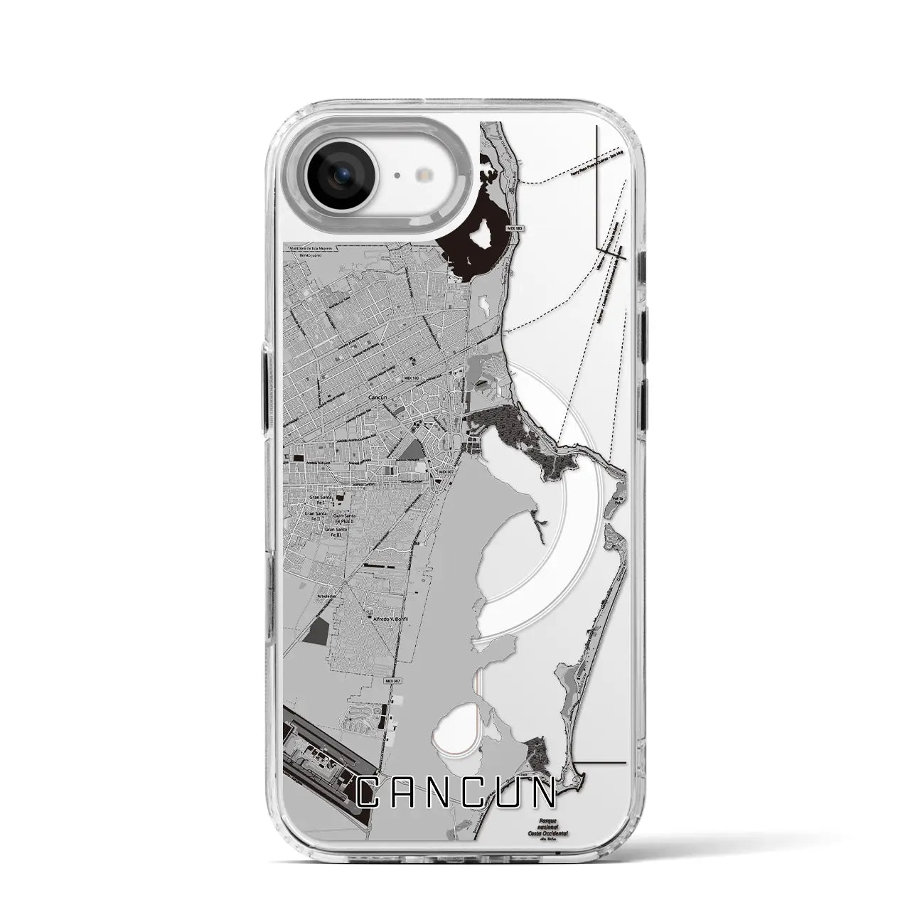 【カンクン(メキシコ)】地図柄iPhoneケース(MagSafeタイプ)