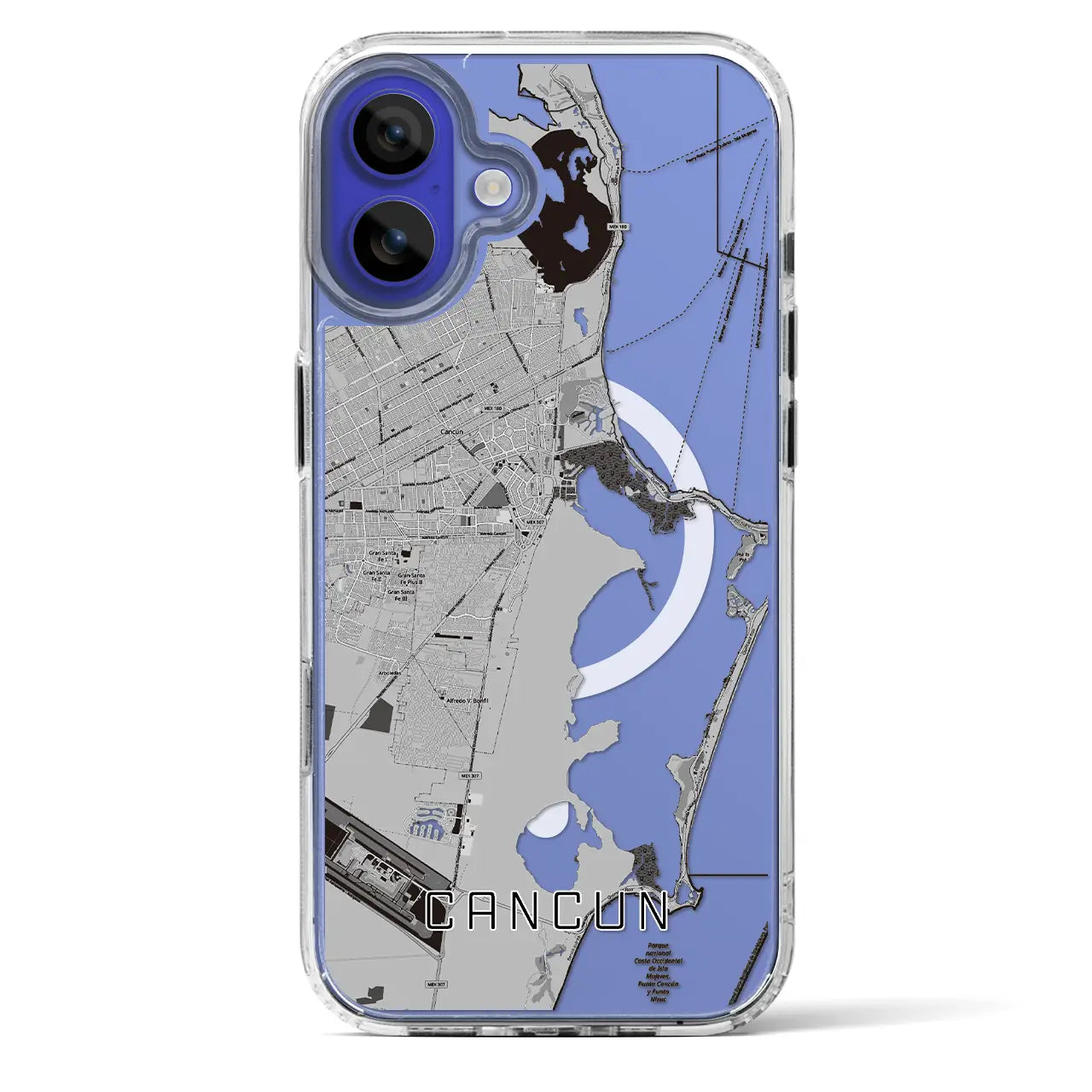 【カンクン(メキシコ)】地図柄iPhoneケース(MagSafeタイプ)