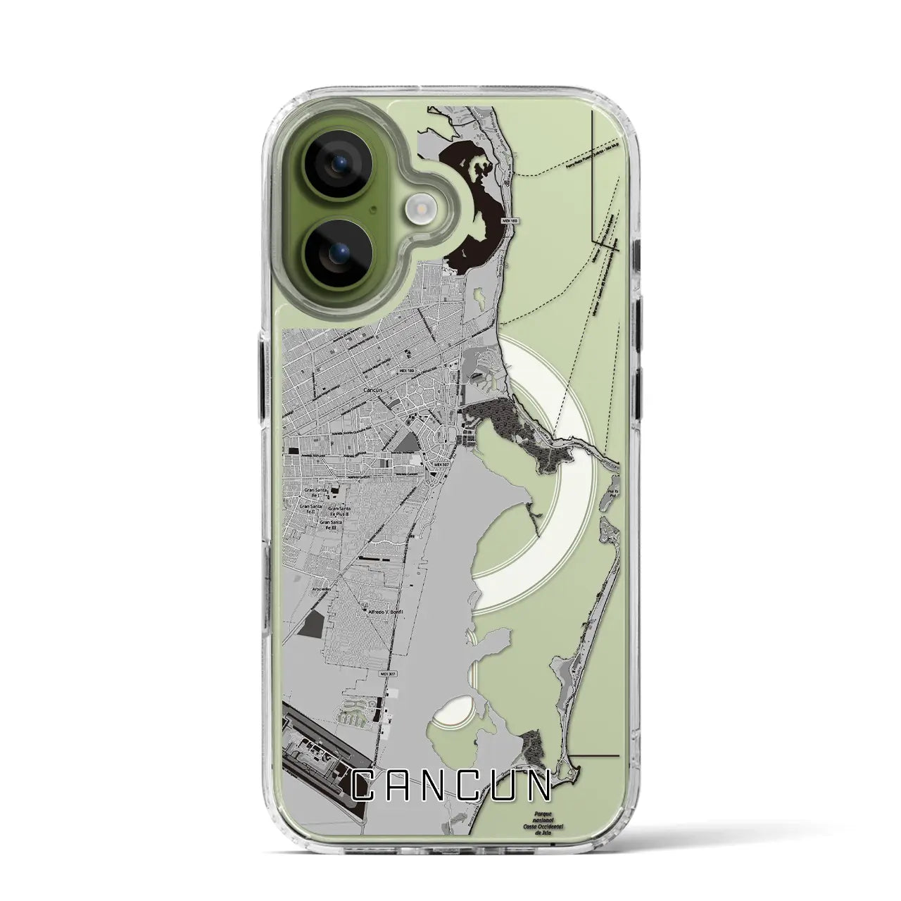 【カンクン(メキシコ)】地図柄iPhoneケース(MagSafeタイプ)