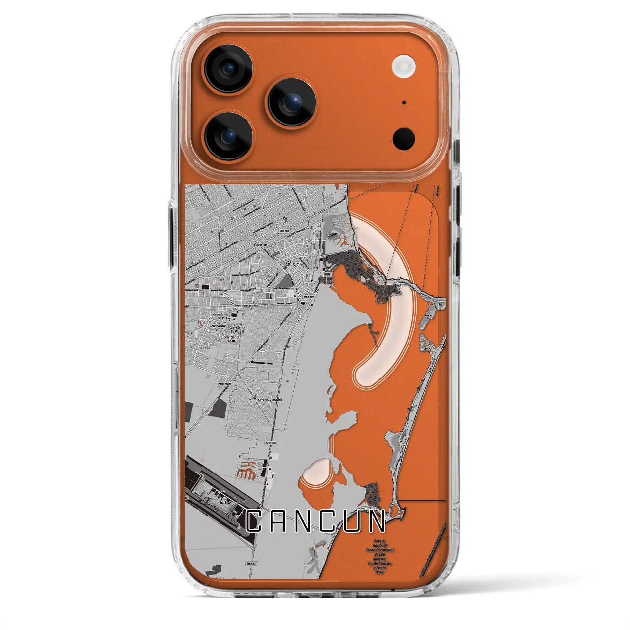【カンクン(メキシコ)】地図柄iPhoneケース(MagSafeタイプ)