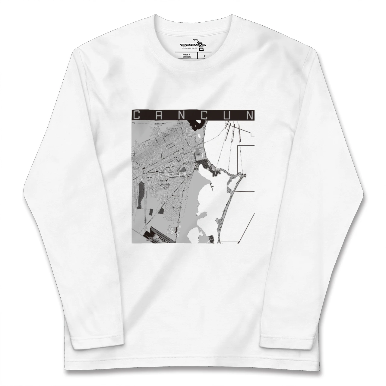 【カンクン(メキシコ)】地図柄ロングスリーブTシャツ