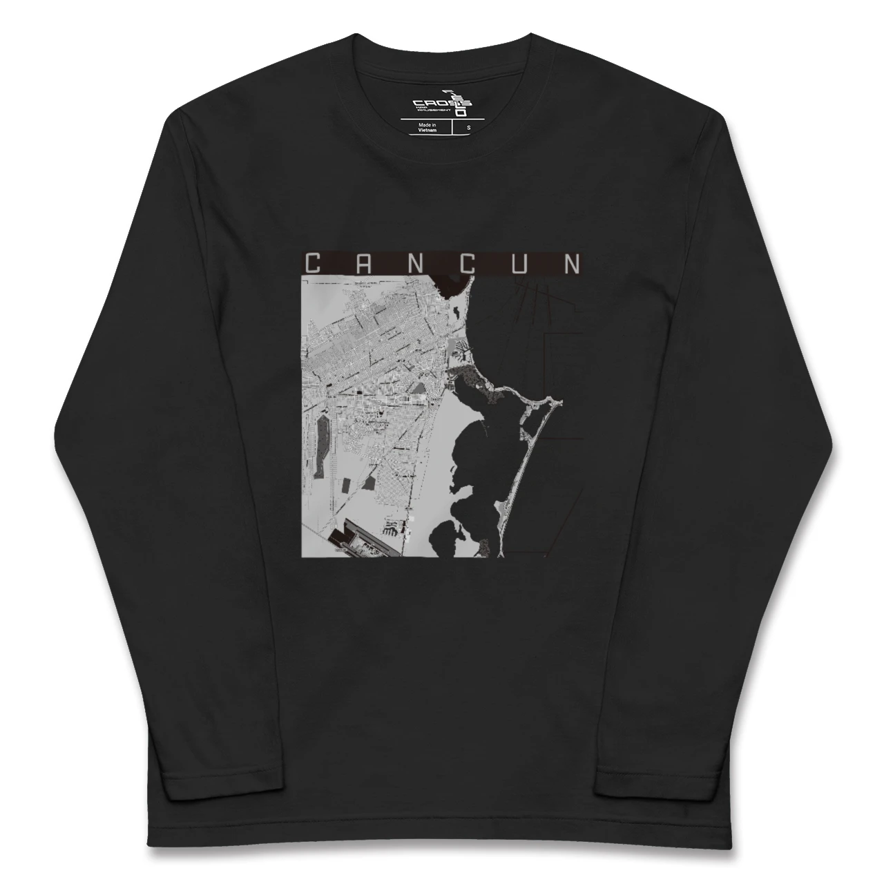 【カンクン(メキシコ)】地図柄ロングスリーブTシャツ
