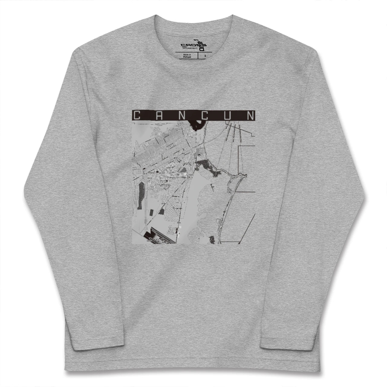 【カンクン(メキシコ)】地図柄ロングスリーブTシャツ
