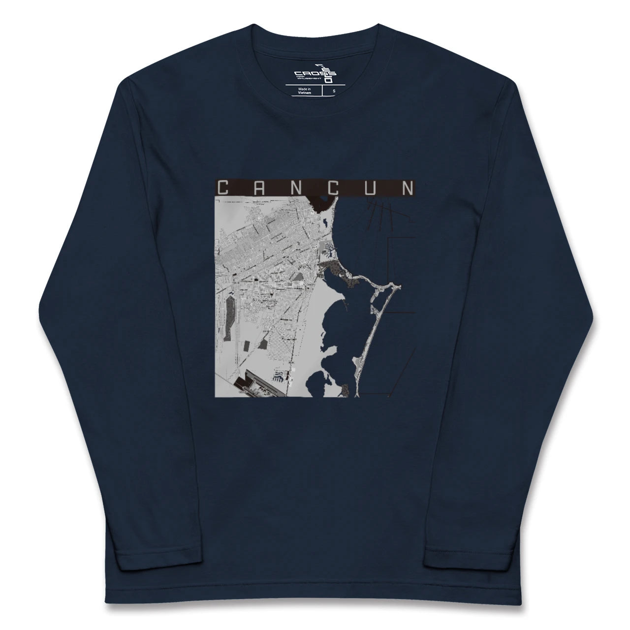 【カンクン(メキシコ)】地図柄ロングスリーブTシャツ