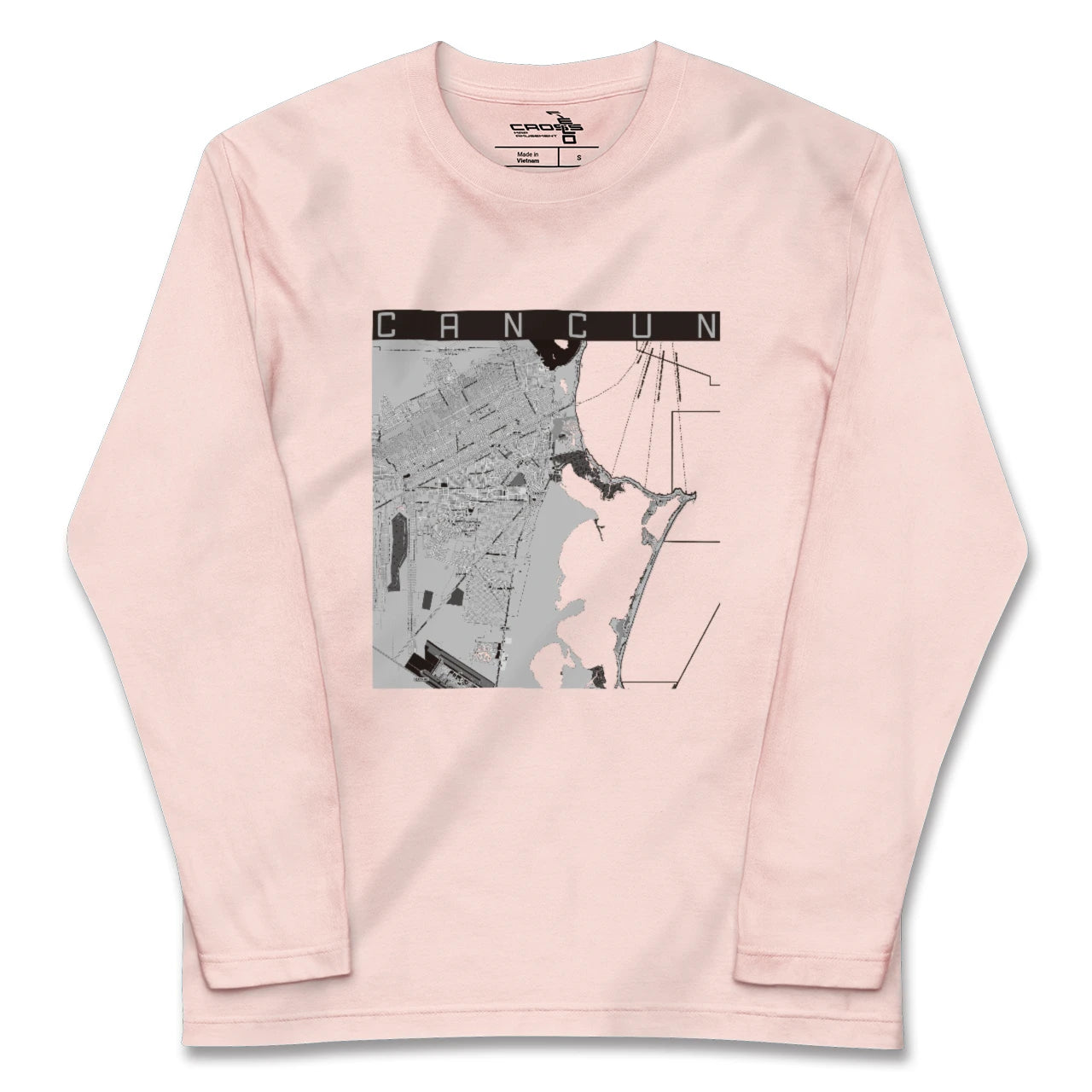 【カンクン(メキシコ)】地図柄ロングスリーブTシャツ