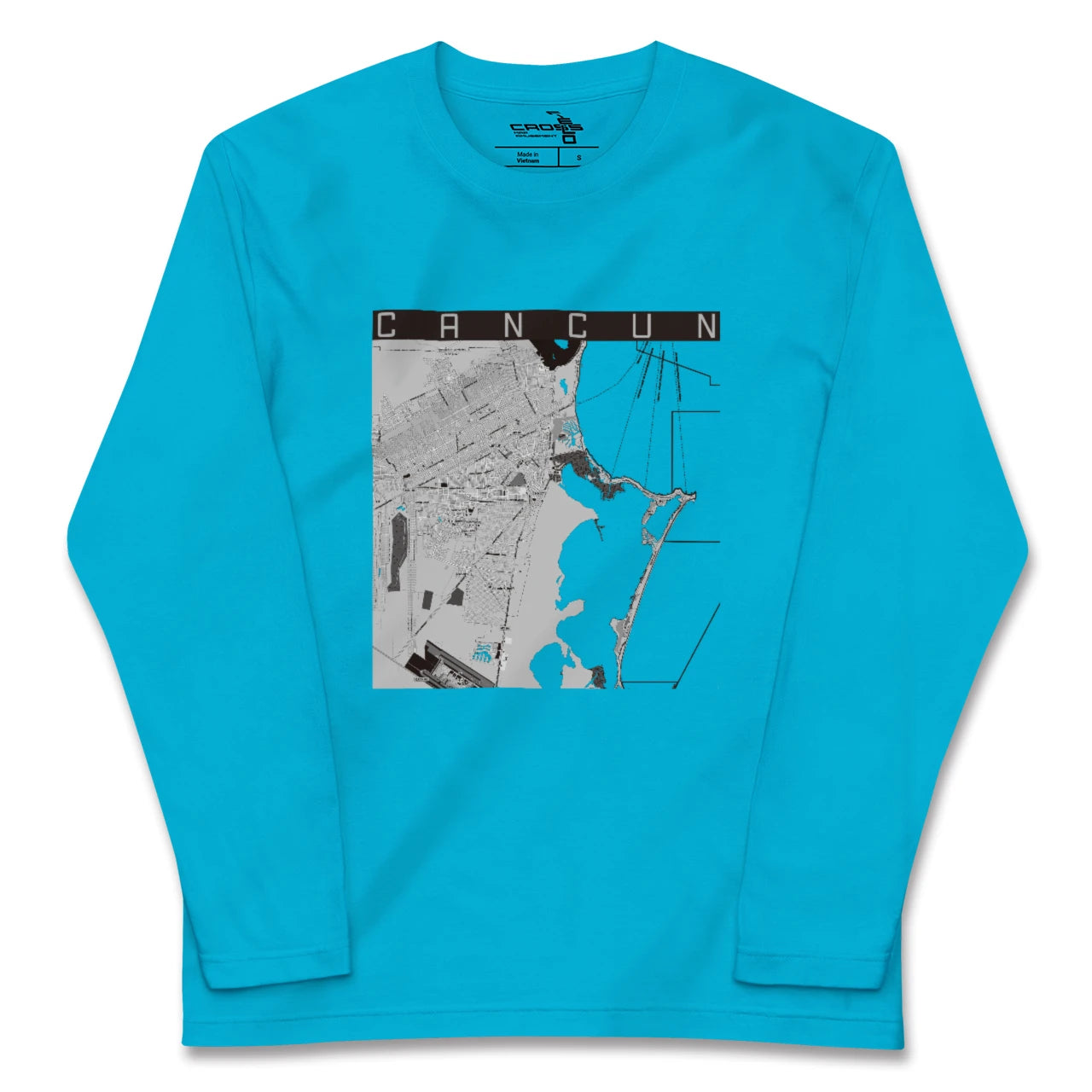 【カンクン(メキシコ)】地図柄ロングスリーブTシャツ