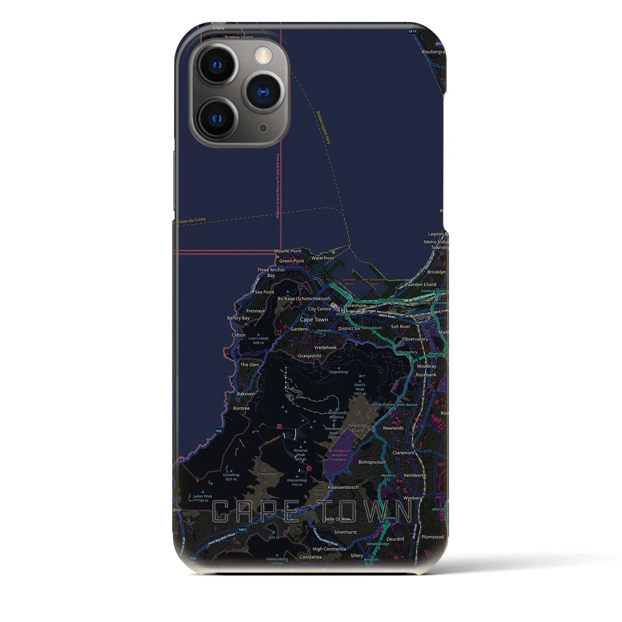 【ケープタウン(南アフリカ)】地図柄iPhoneケース(バックカバータイプ)