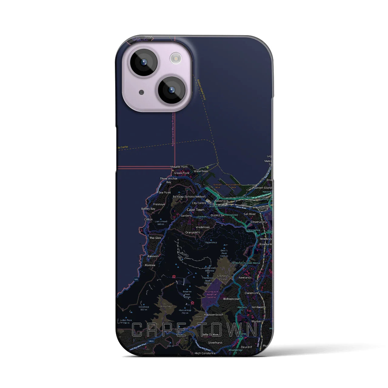 【ケープタウン(南アフリカ)】地図柄iPhoneケース(バックカバータイプ)
