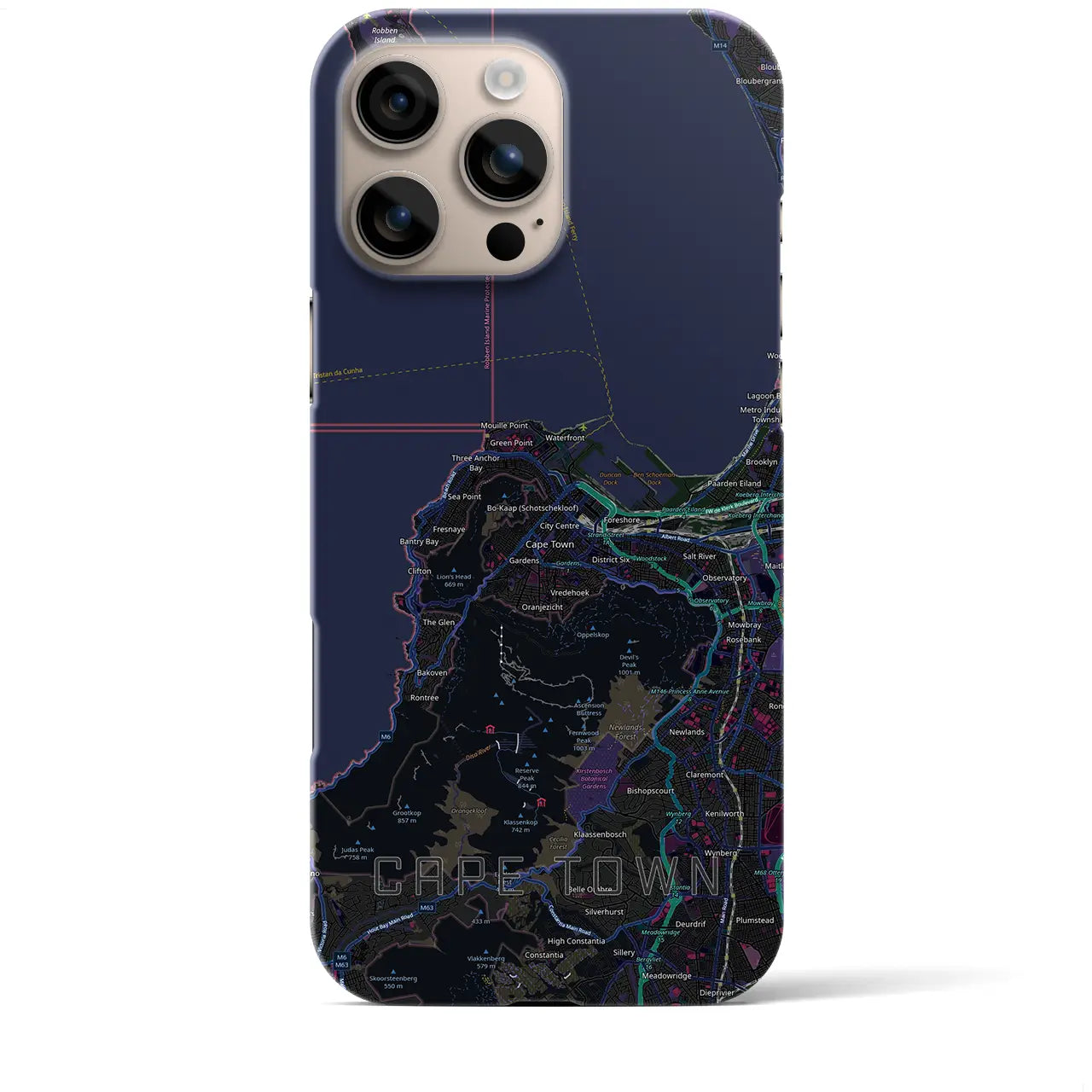 【ケープタウン(南アフリカ)】地図柄iPhoneケース(バックカバータイプ)