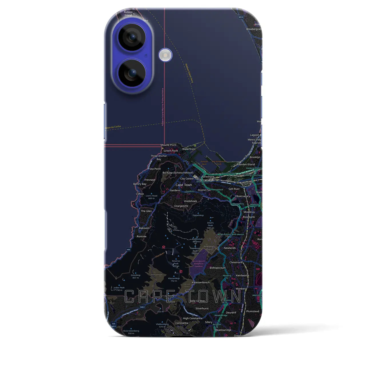 【ケープタウン(南アフリカ)】地図柄iPhoneケース(バックカバータイプ)