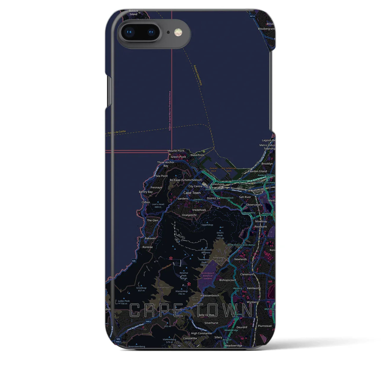 【ケープタウン(南アフリカ)】地図柄iPhoneケース(バックカバータイプ)