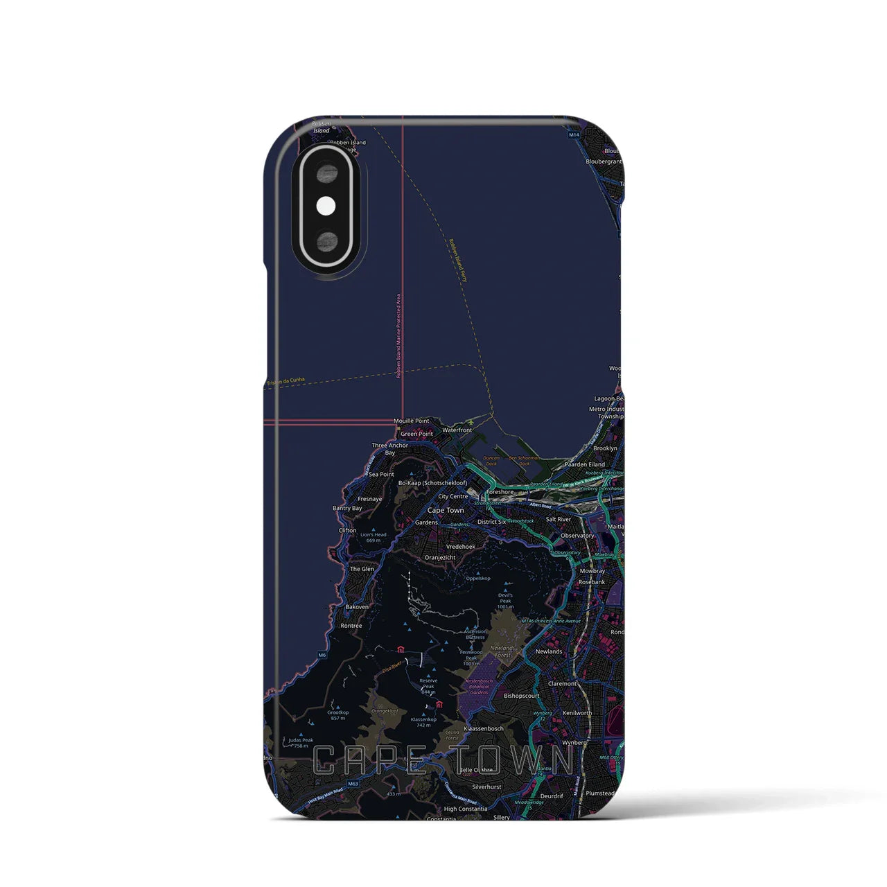 【ケープタウン(南アフリカ)】地図柄iPhoneケース(バックカバータイプ)