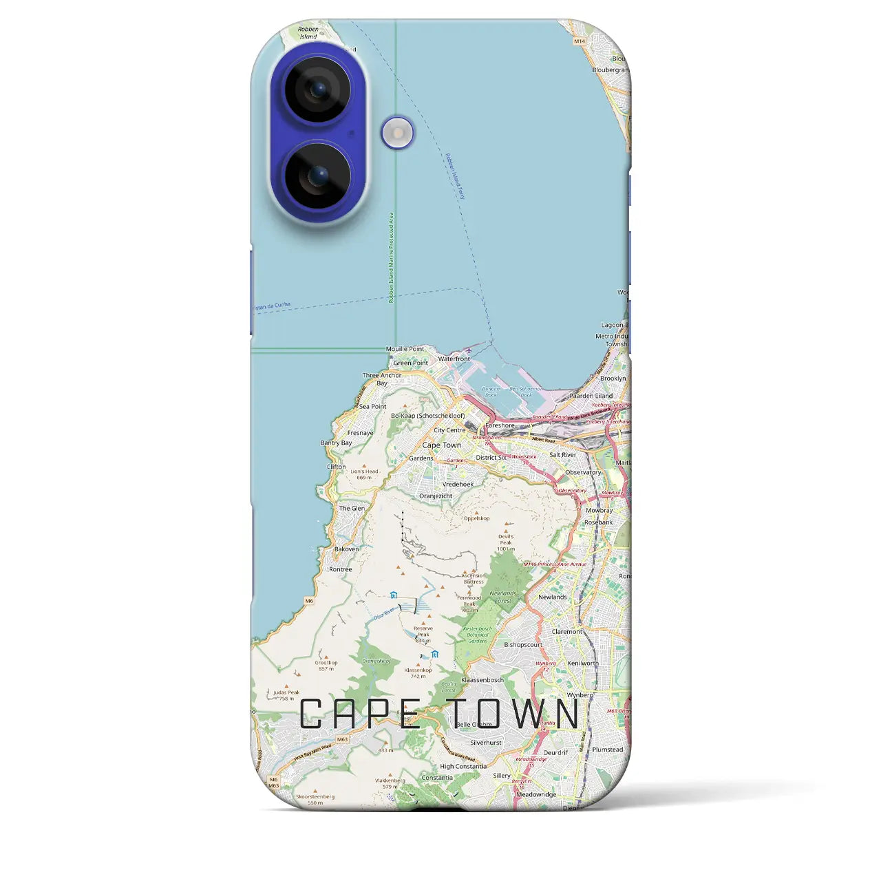 【ケープタウン(南アフリカ)】地図柄iPhoneケース(バックカバータイプ)ブラック・iPhone 16 Pro Max 用