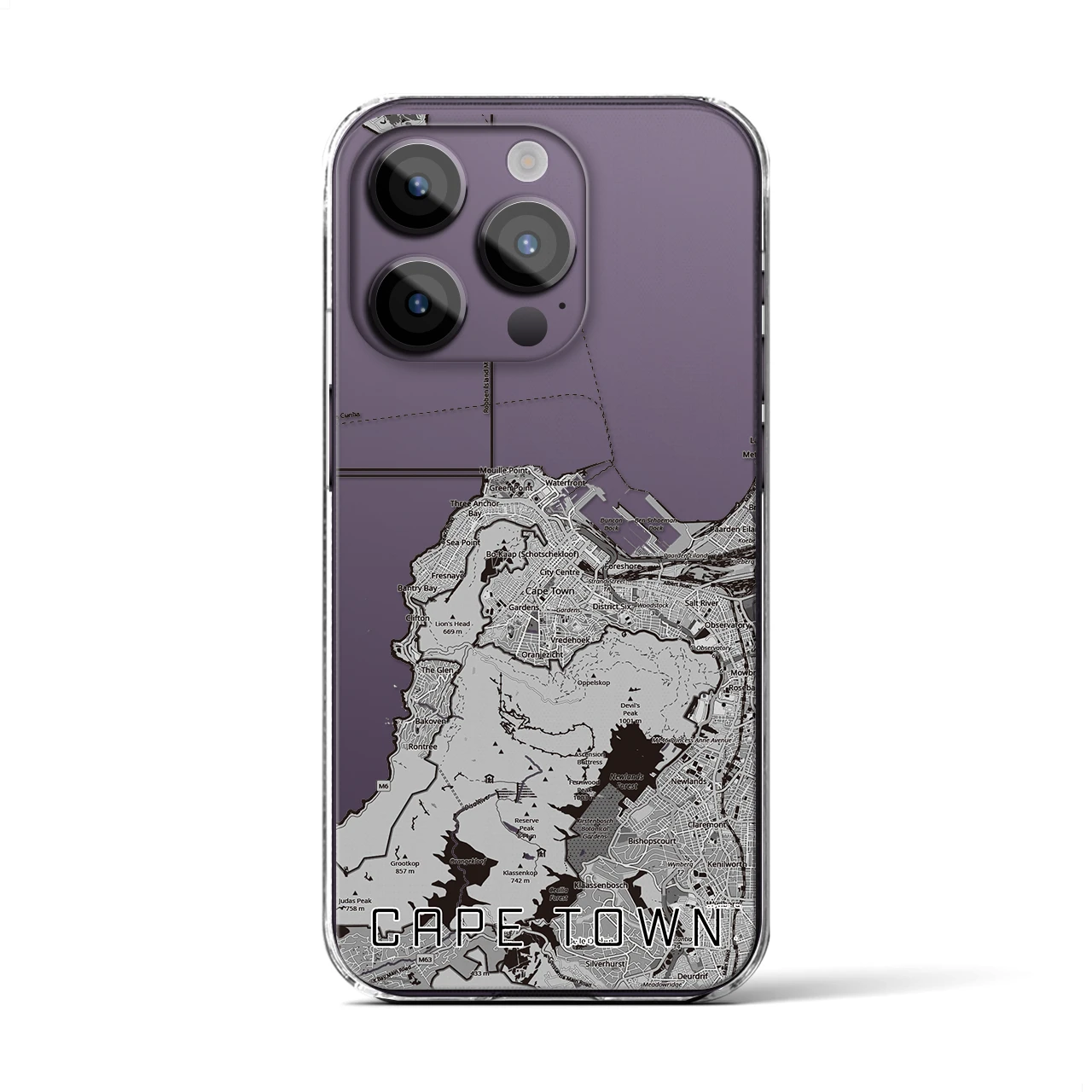 【ケープタウン(南アフリカ)】地図柄iPhoneケース(クリアタイプ)