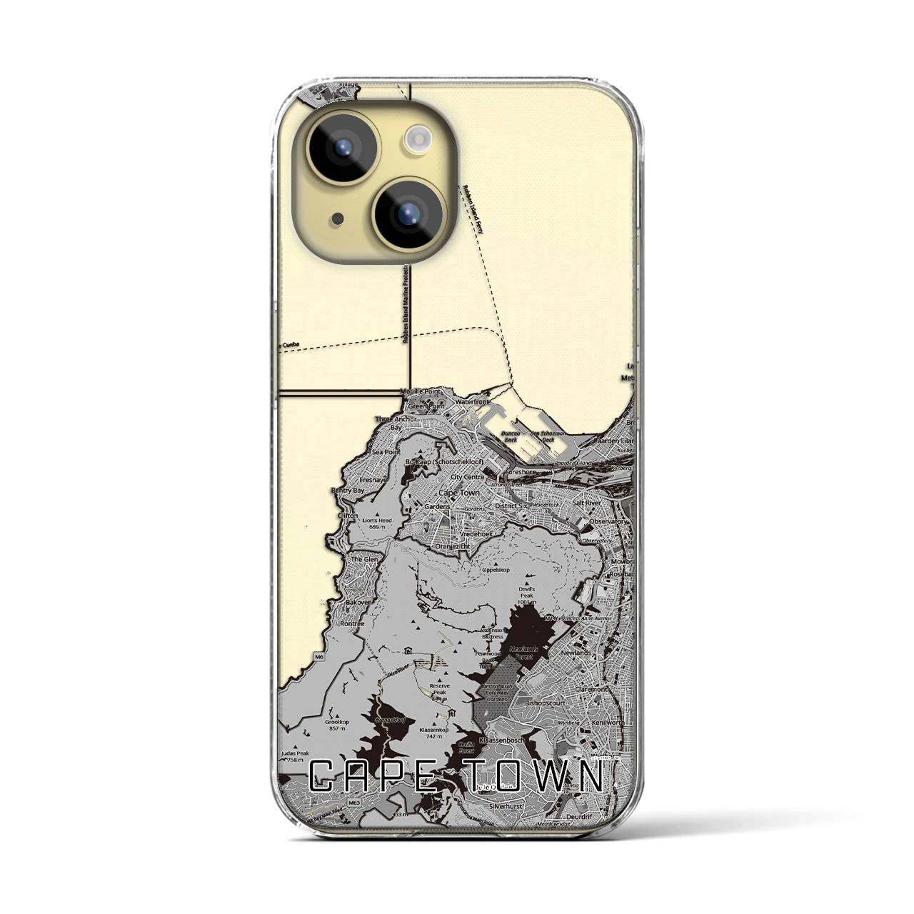 【ケープタウン(南アフリカ)】地図柄iPhoneケース(クリアタイプ)