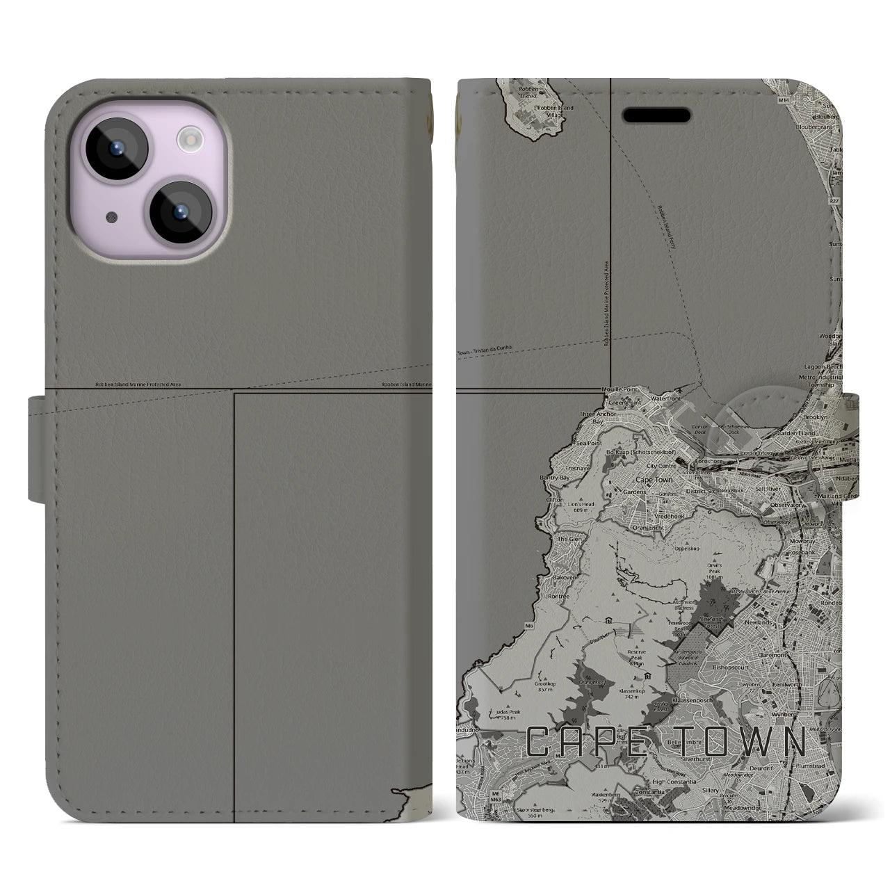 【ケープタウン(南アフリカ)】地図柄iPhoneケース(手帳タイプ)