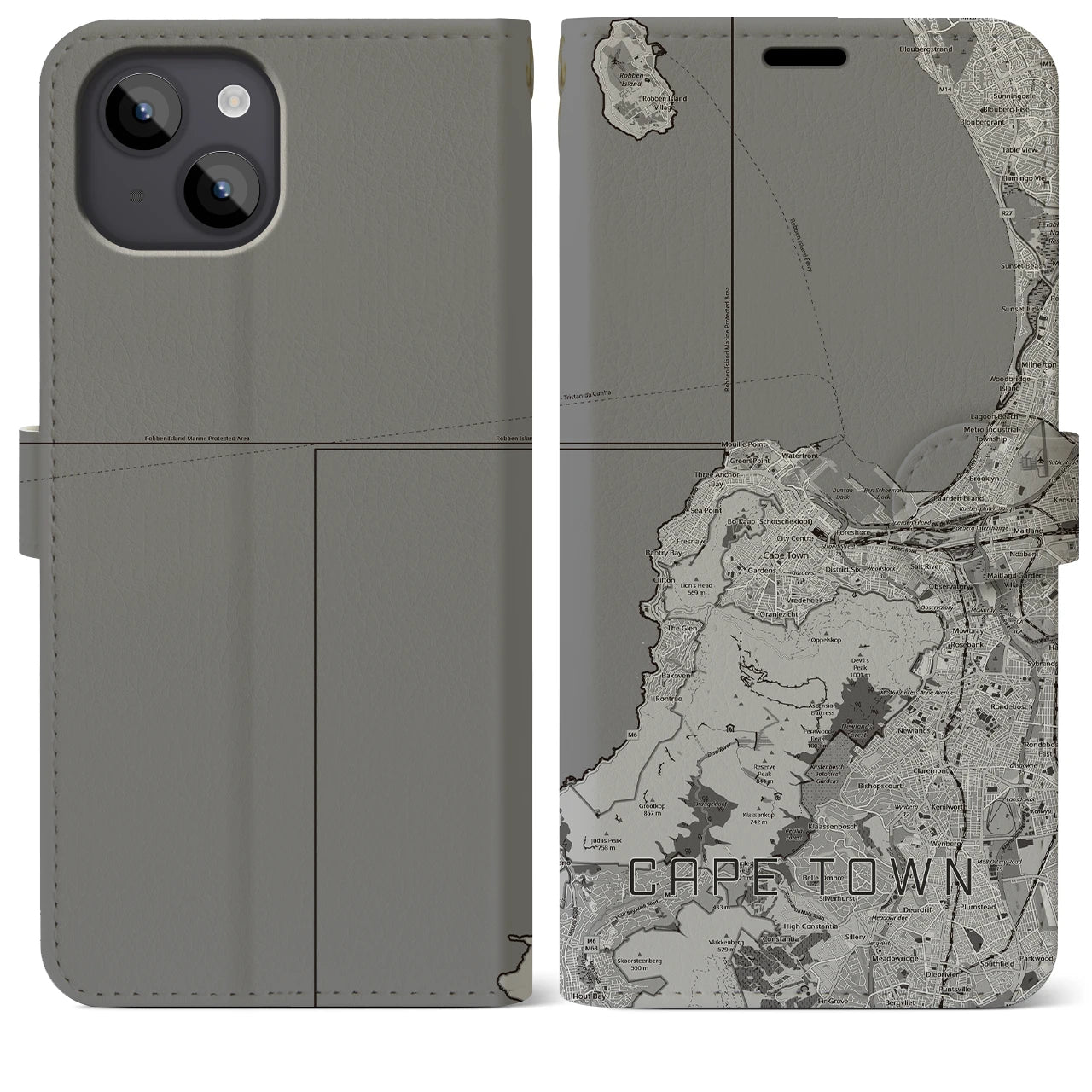 【ケープタウン(南アフリカ)】地図柄iPhoneケース(手帳タイプ)