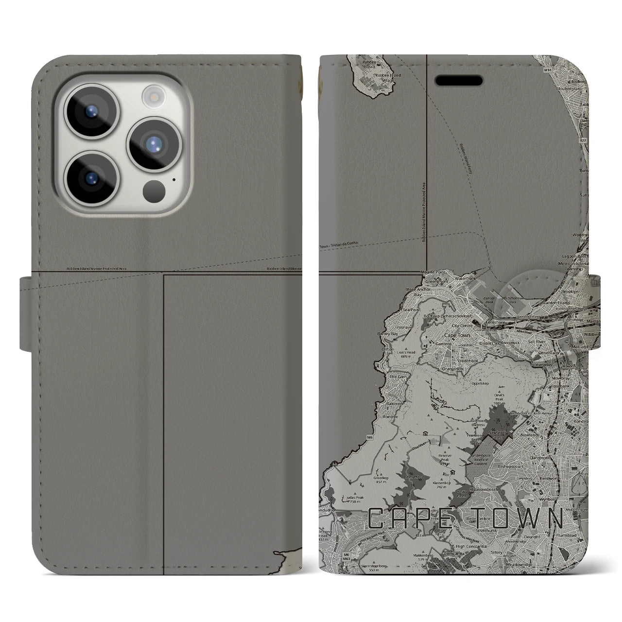 【ケープタウン(南アフリカ)】地図柄iPhoneケース(手帳タイプ)