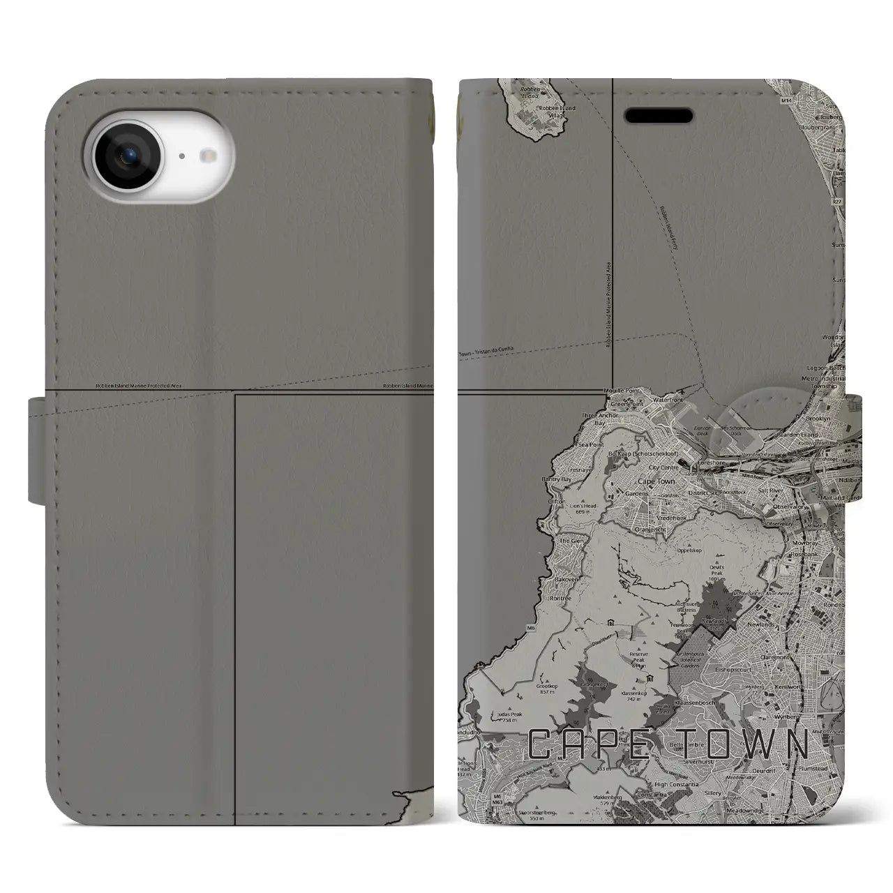 【ケープタウン(南アフリカ)】地図柄iPhoneケース(手帳タイプ)