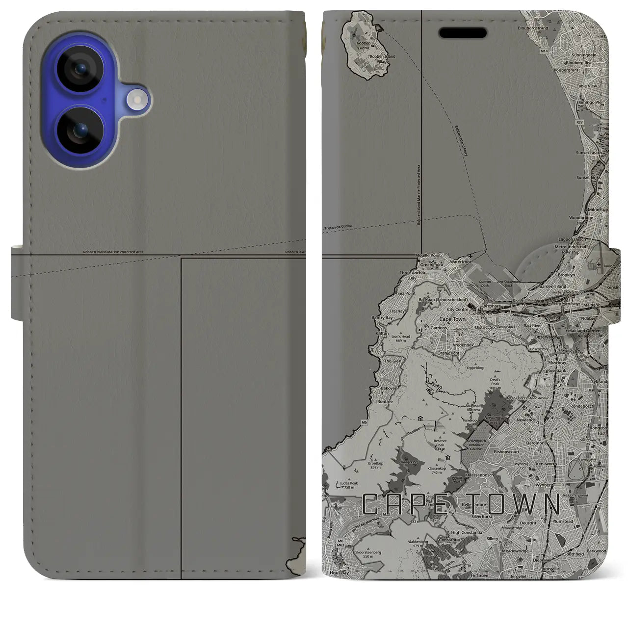 【ケープタウン(南アフリカ)】地図柄iPhoneケース(手帳タイプ)