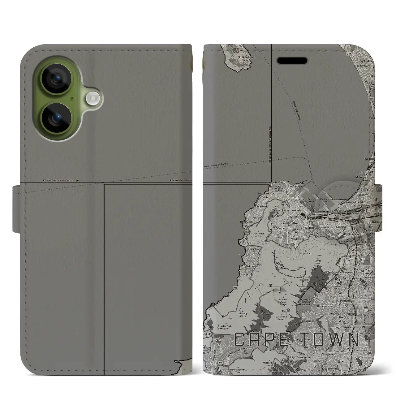 【ケープタウン(南アフリカ)】地図柄iPhoneケース(手帳タイプ)